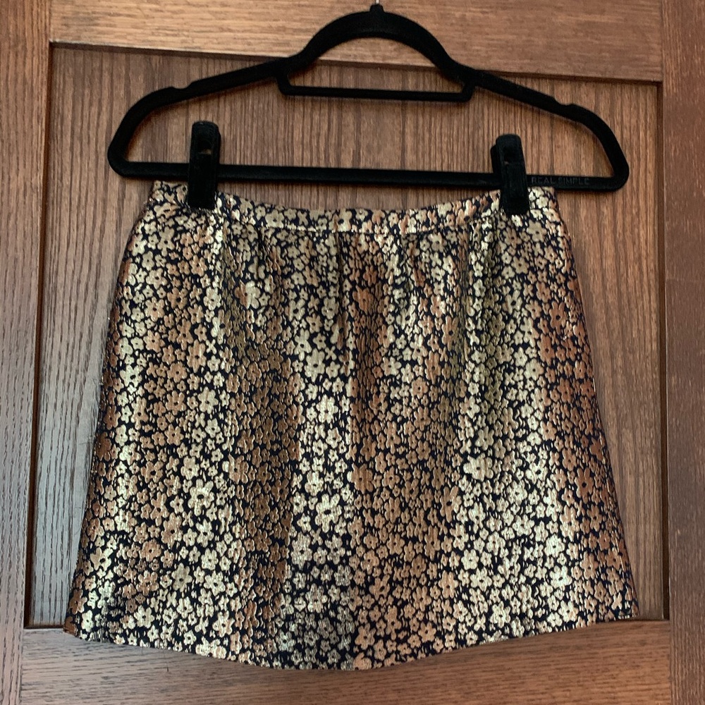 Gold J. Crew Collection silk mini skirt